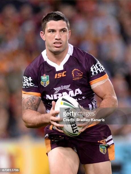 Matt Gillett of the Broncos in action during the round nine NRL match between the Brisbane Broncos and the Penrith Panthers at Suncorp Stadium on...
