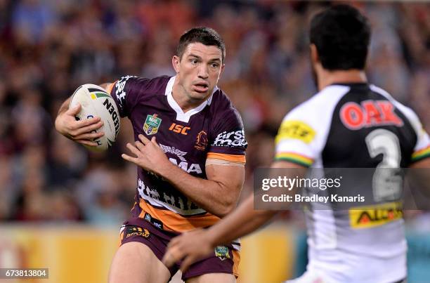 Matt Gillett of the Broncos in action during the round nine NRL match between the Brisbane Broncos and the Penrith Panthers at Suncorp Stadium on...