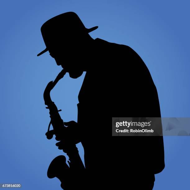 stockillustraties, clipart, cartoons en iconen met saxaphone speler - saxofoon