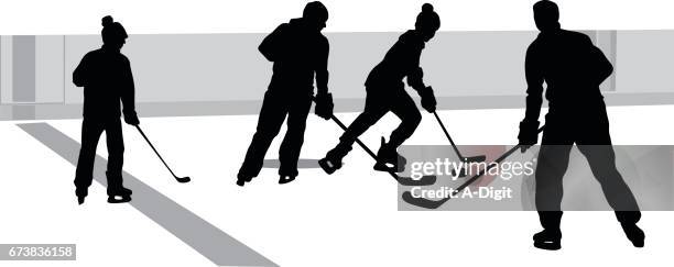 hockey practice - female hockey player stock illustrations