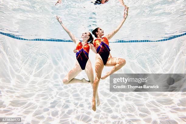 synchronized swimmers performing routine - pov or personal perspective or immersion stock pictures, royalty-free photos & images