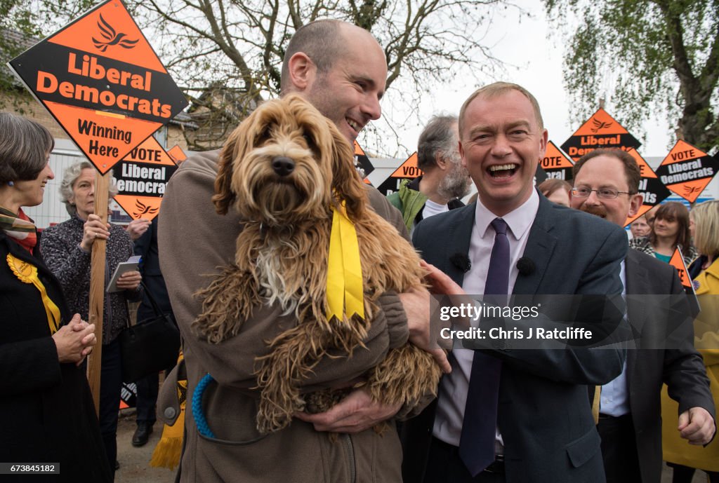 Tim Farron Delivers An Election Campaign Speech At A Housing Charity