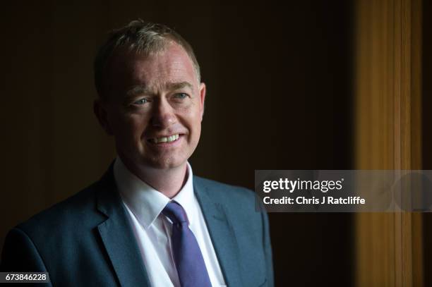 Liberal Democrats party leader Tim Farron poses for a portrait at Melbourn Science Park on April 27, 2017 in Cambridge, England. Mr Farron has been...