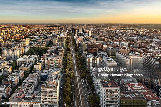 aerial view of madrid, spain - madrid stockfoto's en -beelden