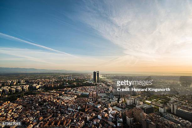 aerial view of madrid, spain - paesaggio urbano foto e immagini stock