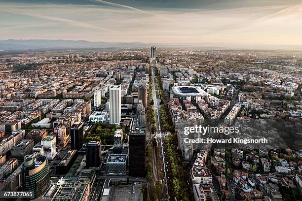 aerial view of madrid, spain - howard street stock pictures, royalty-free photos & images