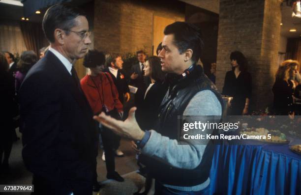 Director Jonathan Demme and actor Scott Glenn are photographed on the set of 'The Silence of the Lambs' in 1989 around Pittsburgh, Pennsylvania....