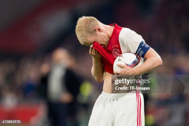 Davy Klaassen of Ajax Amsterdam , looks on during the UEFA Europa League Quarter Final first leg match between Ajax Amsterdam and FC Schalke 04 at...