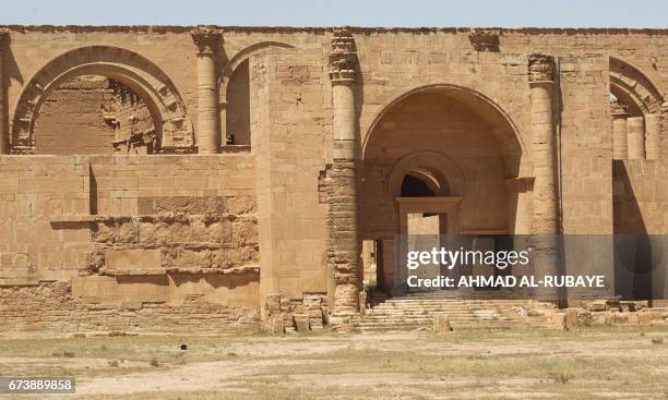 Picture shows the UNESCO-listed ancient city of Hatra, south of Mosul, on April 27, 2017. Iraqi forces retook the town of Hatra, southwest of Mosul,...