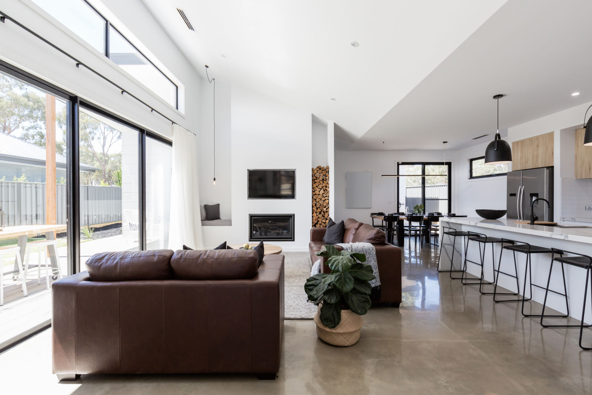 concrete fireplace