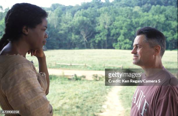 Director Jonathan Demme and actress Oprah Winfrey are photographed on the set of 'Beloved' in the fall of 1997 in Fair Hill, Maryland. CREDIT MUST...