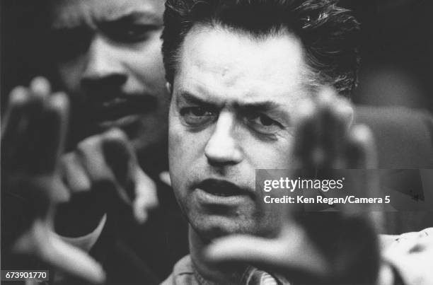 Director Jonathan Demme and actor Denzel Washington photographed on the set of 'Philadelphia' in 1992 in Philadelphia, Pennsylvania. CREDIT MUST...