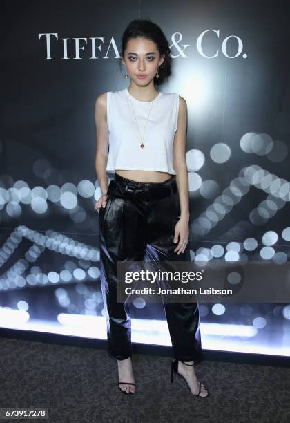 Model is seen at the Tiffany HardWear Los Angeles Preview with The Art of Elysium at Elysium Art Salons on April 26, 2017 in Los Angeles, California.