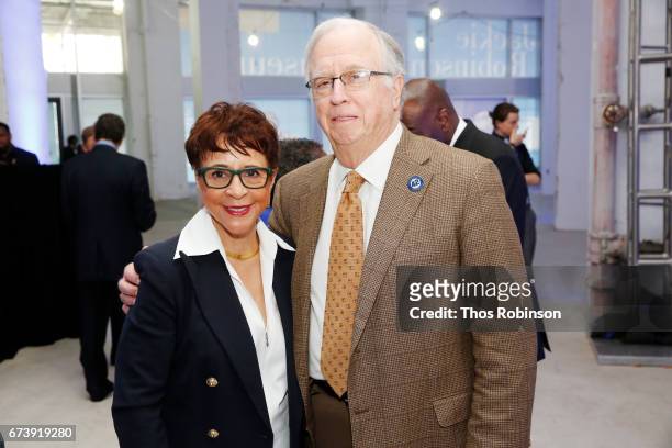 Sheila C. Johnson and William F. Doescher attend the Jackie Robinson Museum Groundbreaking at the Jackie Robinson Foundation on April 27, 2017 in New...
