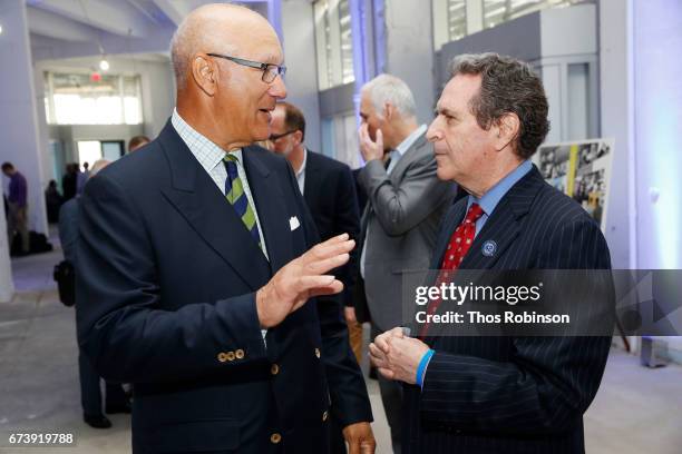 Leonard S. Coleman Jr. And Norman Seigel attend the Jackie Robinson Museum Groundbreaking at the Jackie Robinson Foundation on April 27, 2017 in New...