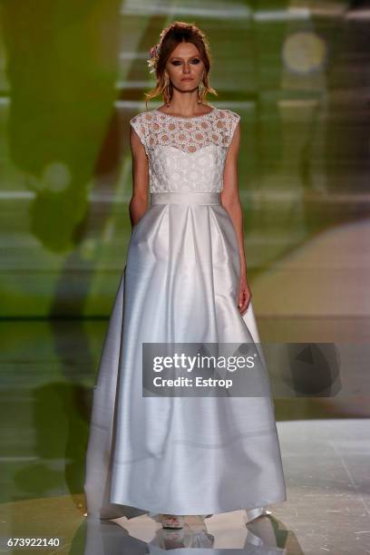 Model walks the runway at Marylise & Rembo Styling during Barcelona Bridal Fashion Week 2017 on April 27, 2017 in Barcelona, Spain.