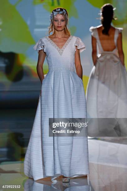 Model walks the runway at Marylise & Rembo Styling during Barcelona Bridal Fashion Week 2017 on April 27, 2017 in Barcelona, Spain.