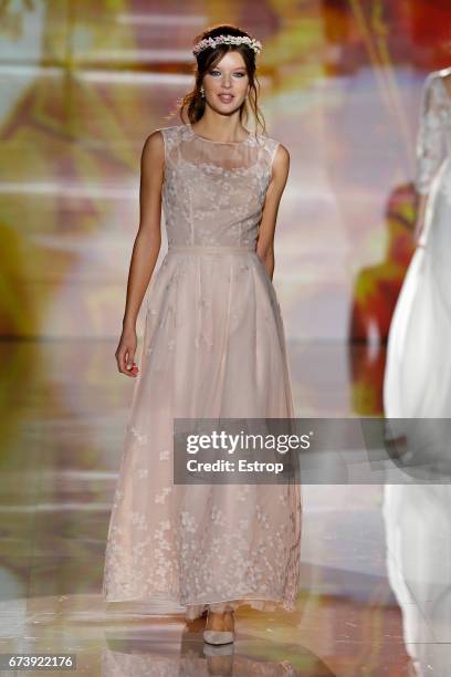 Model walks the runway at Marylise & Rembo Styling during Barcelona Bridal Fashion Week 2017 on April 27, 2017 in Barcelona, Spain.