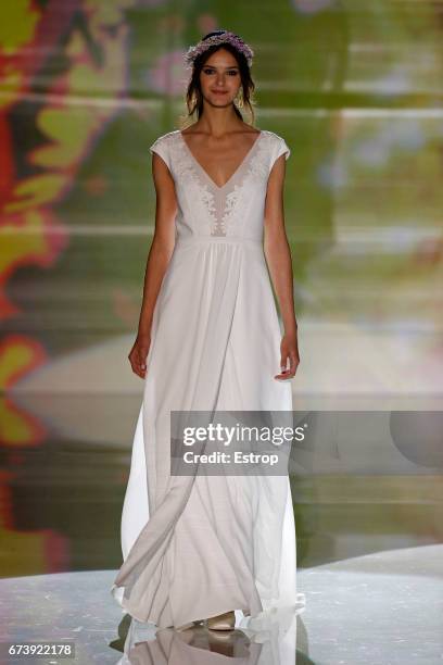 Model walks the runway at Marylise & Rembo Styling during Barcelona Bridal Fashion Week 2017 on April 27, 2017 in Barcelona, Spain.