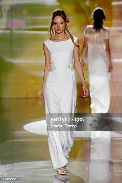 Model walks the runway at Marylise & Rembo Styling during Barcelona Bridal Fashion Week 2017 on April 27, 2017 in Barcelona, Spain.