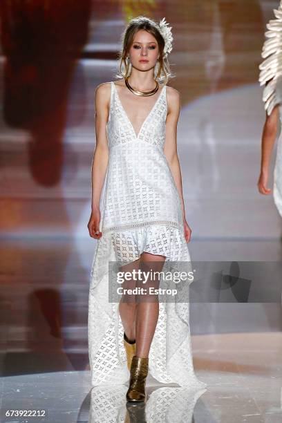 Model walks the runway at Marylise & Rembo Styling during Barcelona Bridal Fashion Week 2017 on April 27, 2017 in Barcelona, Spain.