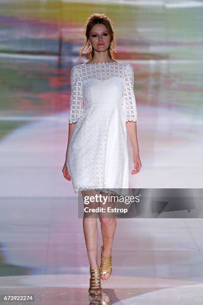 Model walks the runway at Marylise & Rembo Styling during Barcelona Bridal Fashion Week 2017 on April 27, 2017 in Barcelona, Spain.