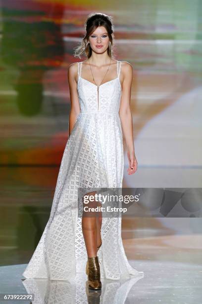 Model walks the runway at Marylise & Rembo Styling during Barcelona Bridal Fashion Week 2017 on April 27, 2017 in Barcelona, Spain.