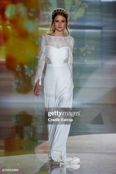 Model walks the runway at Marylise & Rembo Styling during Barcelona Bridal Fashion Week 2017 on April 27, 2017 in Barcelona, Spain.