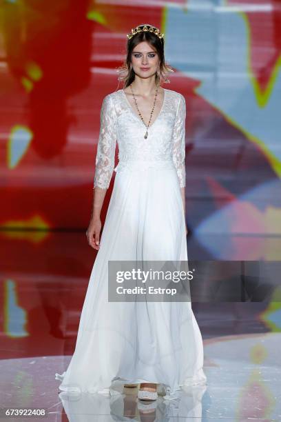 Model walks the runway at Marylise & Rembo Styling during Barcelona Bridal Fashion Week 2017 on April 27, 2017 in Barcelona, Spain.