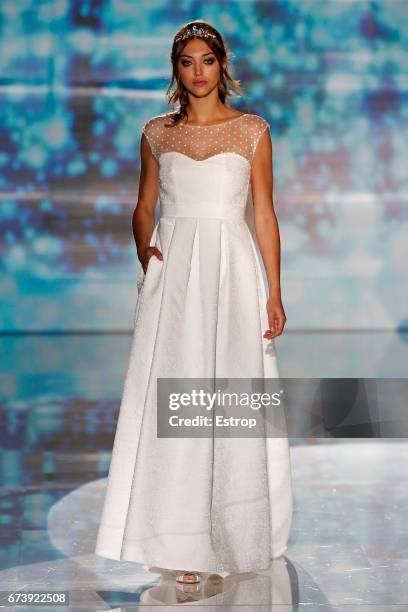 Model walks the runway at Marylise & Rembo Styling during Barcelona Bridal Fashion Week 2017 on April 27, 2017 in Barcelona, Spain.