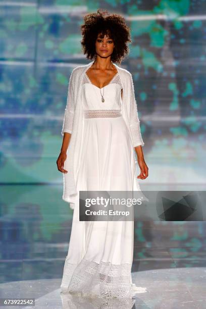 Model walks the runway at Marylise & Rembo Styling during Barcelona Bridal Fashion Week 2017 on April 27, 2017 in Barcelona, Spain.