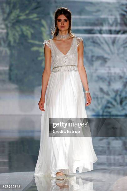 Model walks the runway at Marylise & Rembo Styling during Barcelona Bridal Fashion Week 2017 on April 27, 2017 in Barcelona, Spain.