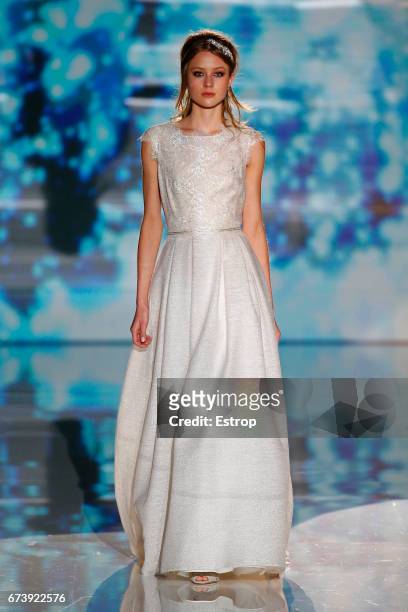 Model walks the runway at Marylise & Rembo Styling during Barcelona Bridal Fashion Week 2017 on April 27, 2017 in Barcelona, Spain.