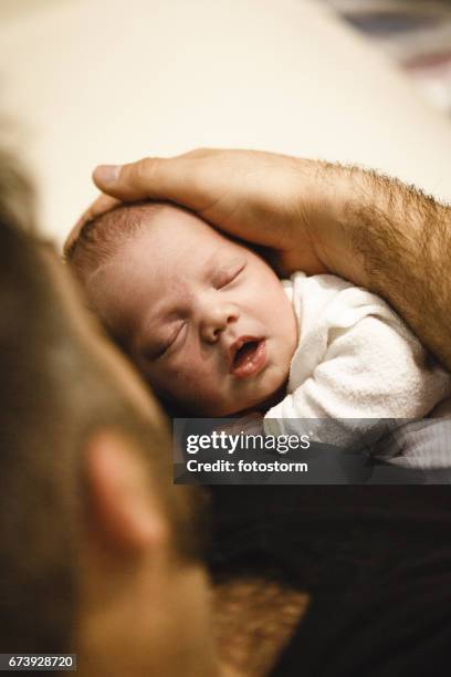 cute newborn baby girl sleeping - baby beard imagens e fotografias de stock