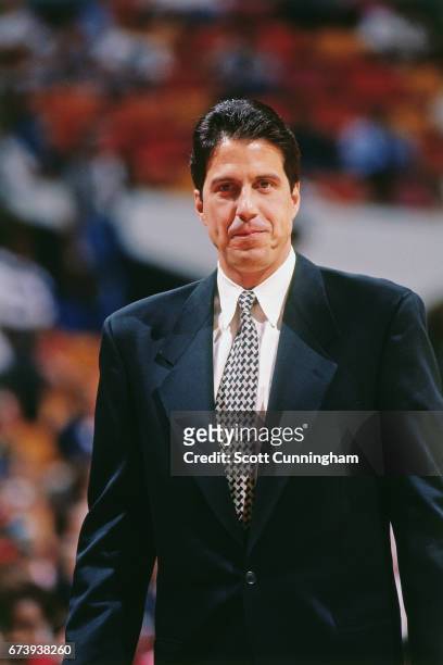 Indiana Pacers Assistant Coach Randy Wittman looks on against the Atlanta Hawks during a game played circa 1990 at the Omni in Atlanta, Georgia. NOTE...