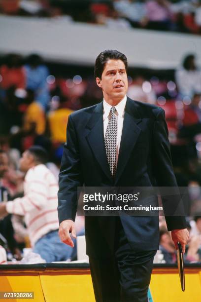 Indiana Pacers Assistant Coach Randy Wittman looks on against the Atlanta Hawks during a game played circa 1990 at the Omni in Atlanta, Georgia. NOTE...