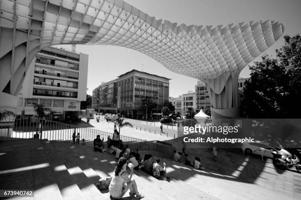 metropol parasol (by architect jurgen mayer h) - plaza de la encarnación stock pictures, royalty-free photos & images