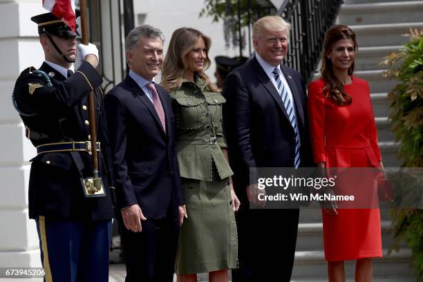 President Donald Trump and first lady Melania Trump welcome President Mauricio Macri of Argentina and the first lady of Argentina, Juliana Awada , to...