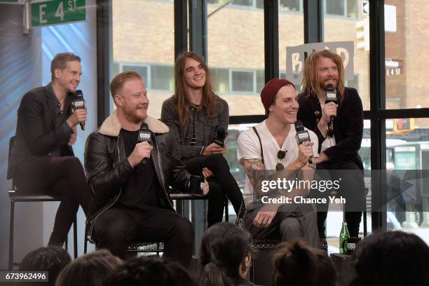 Kennedy Brock, Jared Monaco, Pat Kirch, John O'Callaghan and Garrett Nickelsen of The Maine attend Build series to dicuss "Lovely Little Lonely" at...