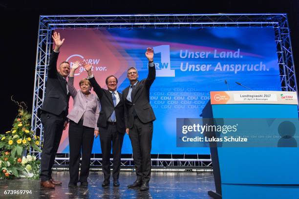 Matthias Goeken , German Chancellor and Chairwoman of the German Christian Democrats Angela Merkel, local CDU lead candidate Armin Laschet and...