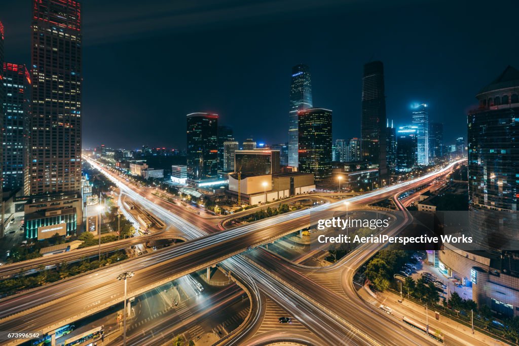 Beijing Central Business District at Night