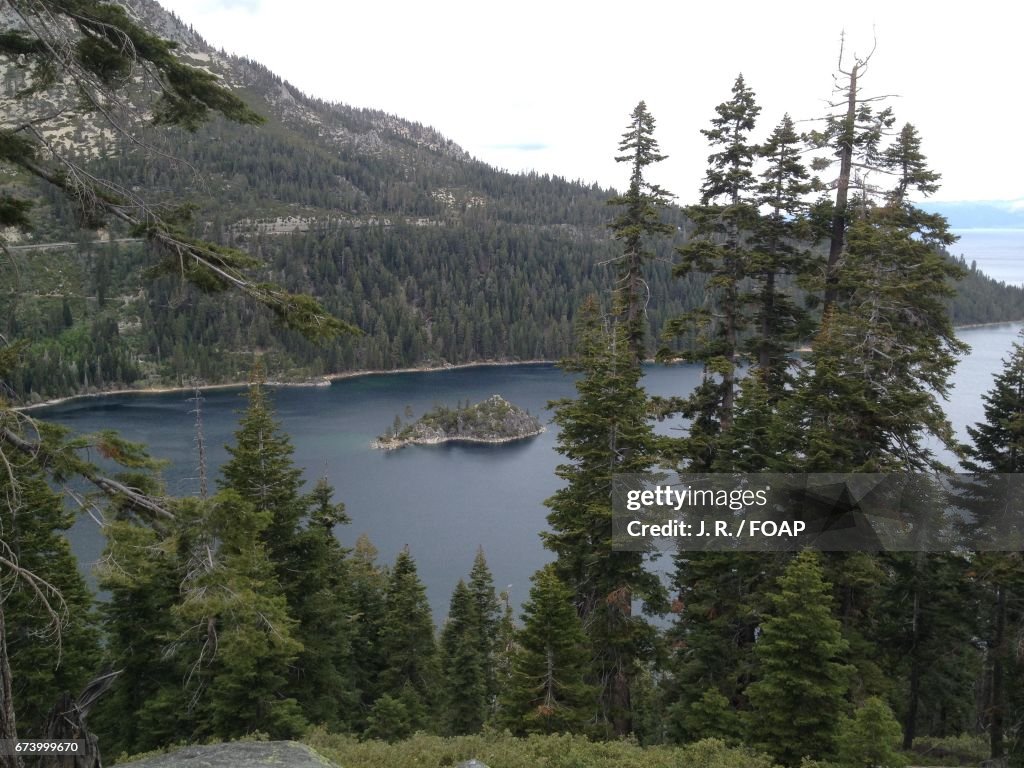 View of lake Tahoe in winter