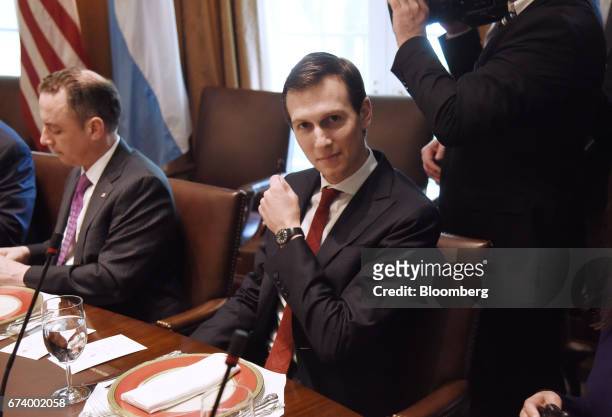 Jared Kushner, senior White House adviser, attends a luncheon with Mauricio Macri, Argentina's president, and U.S. President Donald Trump, not...