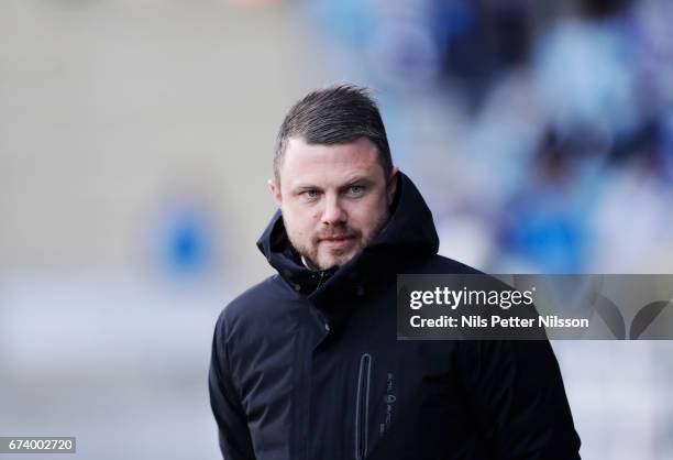 Jimmy Thelin, head coach of Jonkopings Sodra IF during the Allsvenskan match between IFK Norrkoping and Jonkopings Sodra IF at Ostgotaporten on April...