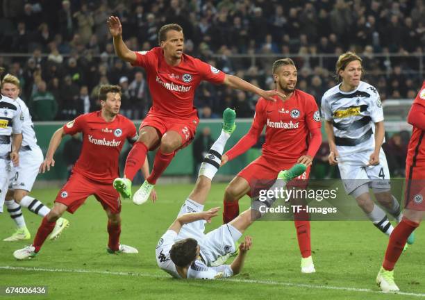 Andreas Christensen of Moenchengladbach, Fabian Johnson of Frankfurt , Laszlo Benes of Frankfurt , Marvin Schulz of Frankfurt and Jannik Vestergaard...