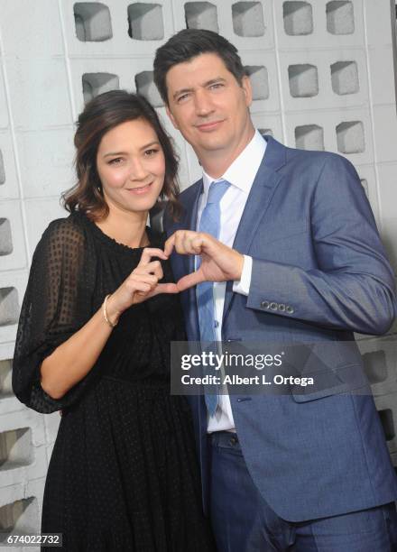 Writer Erica Oyama and director Ken Marino arrive for the Premiere Of Pantelion Films' "How To Be A Latin Lover" held at ArcLight Cinemas Cinerama...