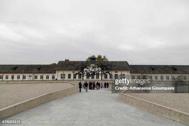 The maintenance building at Dachau Concentration Camp on April 14, 2017 in Dachau, Germany. Dachau was the first Nazi concentration camp and began...