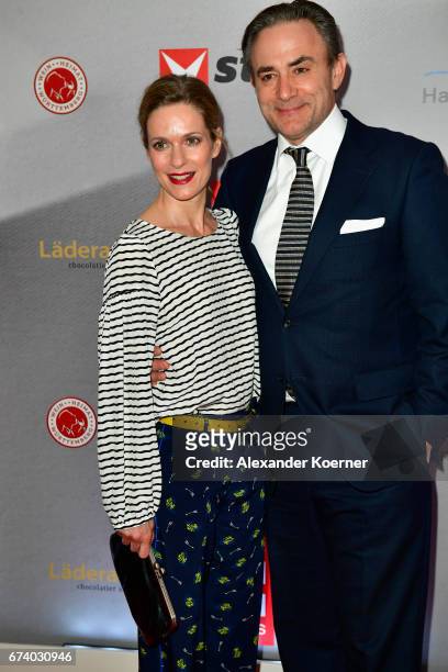 Actress Lisa Martinek and husband Giulio Ricciarelli attend the Nannen Award 2017 on April 27, 2017 in Hamburg, Germany.