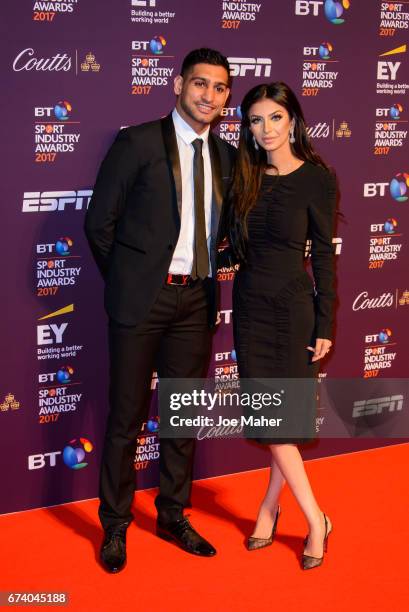 Amir Khan and Faryal Makhdoom attend the BT Sport Industry Awards at Battersea Evolution on April 27, 2017 in London, England.