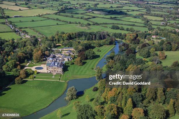 Aerial photograph of the grade 1 listed Doddington Park on October 04 2010. This classical Roman style mansion was built between 1798"u2013 1813,...